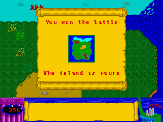 Dragon Isles (DOS) screenshot: (English) Comodo Island has been conquered.