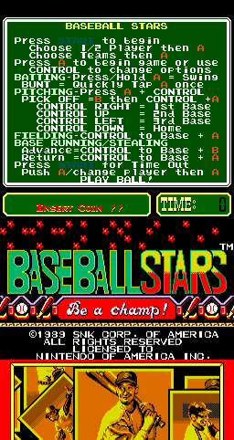 Baseball Stars (Arcade) screenshot: Title Screen.