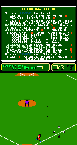 Baseball Stars (Arcade) screenshot: Hit it to the right.