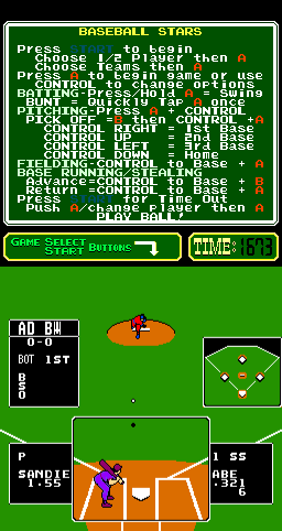 Baseball Stars (Arcade) screenshot: Your turn to pitch.