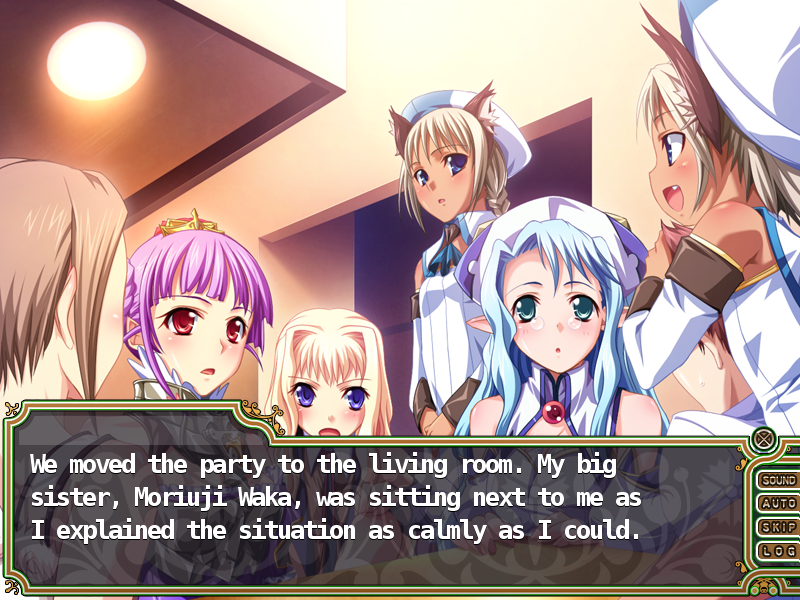 Harem Party (Windows) screenshot: The girls meeting Haru's sister