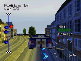 Europe Racing (PlayStation) screenshot: Jump up on the ramp