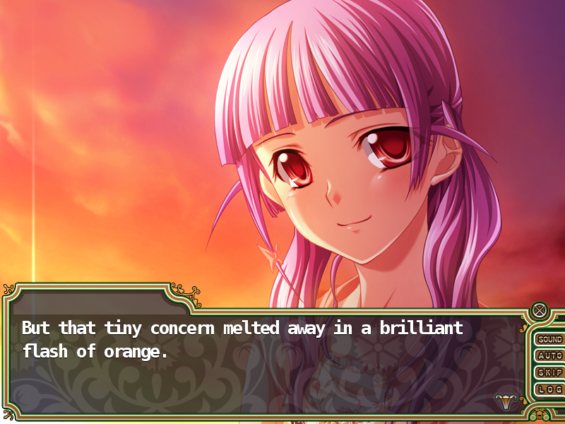 Harem Party (Windows) screenshot: They go to Haru's favorite spot in the city, secluded and with a beautiful sunset