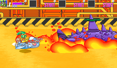 Bucky O'Hare (Arcade) screenshot: Over lava