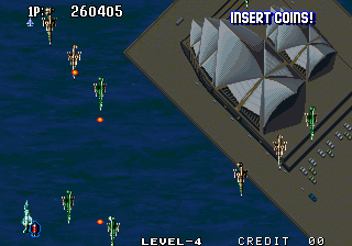 Aero Fighters 2 (Arcade) screenshot: Sydney Opera House.