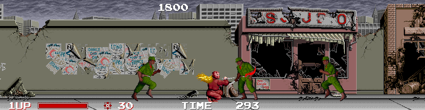 The Ninja Warriors (Arcade) screenshot: Got a soldier.