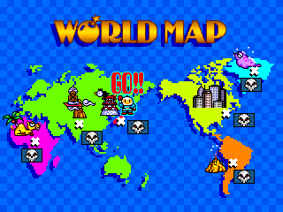 New Atomic Punk: Global Quest (Arcade) screenshot: World map (Japanese)