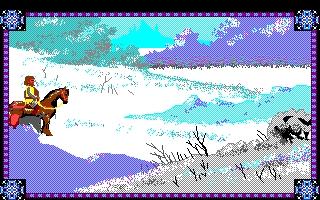 Conquests of Camelot: The Search for the Grail (Amiga) screenshot: Near the frozen lake