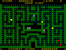 Puckman (ZX Spectrum) screenshot: Game over