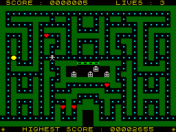 Puckman (ZX Spectrum) screenshot: Starting out
