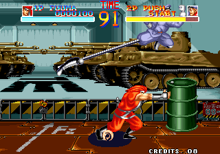 World Heroes (Arcade) screenshot: Mechanical leg