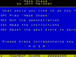 Puckman (ZX Spectrum) screenshot: Title / menu
