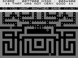 Puckman (ZX81) screenshot: Game over