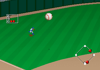 Clutch Hitter (Arcade) screenshot: Hit it to the left high.