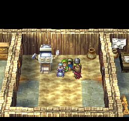 Dragon Warrior VII (PlayStation) screenshot: This is one of the very few sci-fi elements in a Dragon Quest game! Check it out - a robotic maid!..