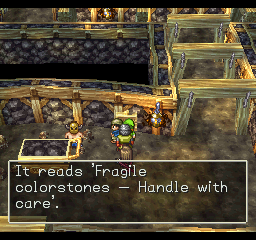 Dragon Warrior VII (PlayStation) screenshot: Exploring some mines and reading plaques. Fascinating