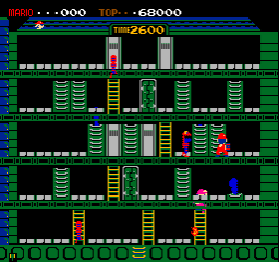 Wrecking Crew (Arcade) screenshot: Climbing a ladder.