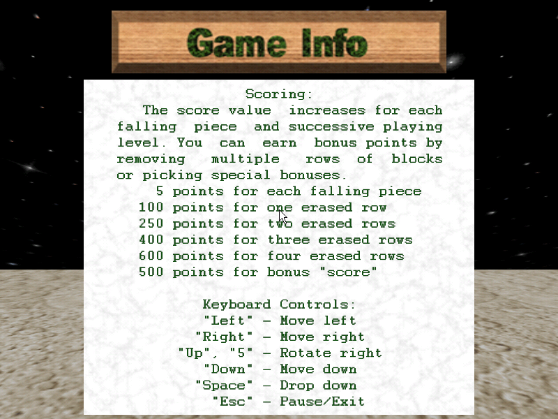 Screenshot of 2001 TetRize (Windows, 2001) MobyGames