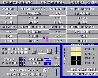 Rachunkowe Abecadło (Amiga) screenshot: Main menu