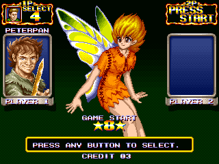 Hook (Arcade) screenshot: Player select