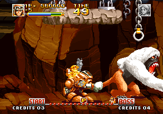 Top Hunter: Roddy & Cathy (Neo Geo) screenshot: An ugly big yeti