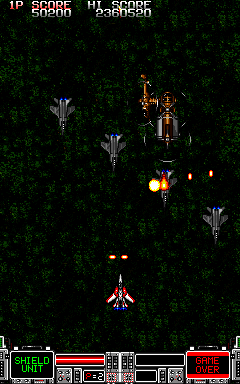 Strike Gunner S.T.G. (Arcade) screenshot: Blast them all.