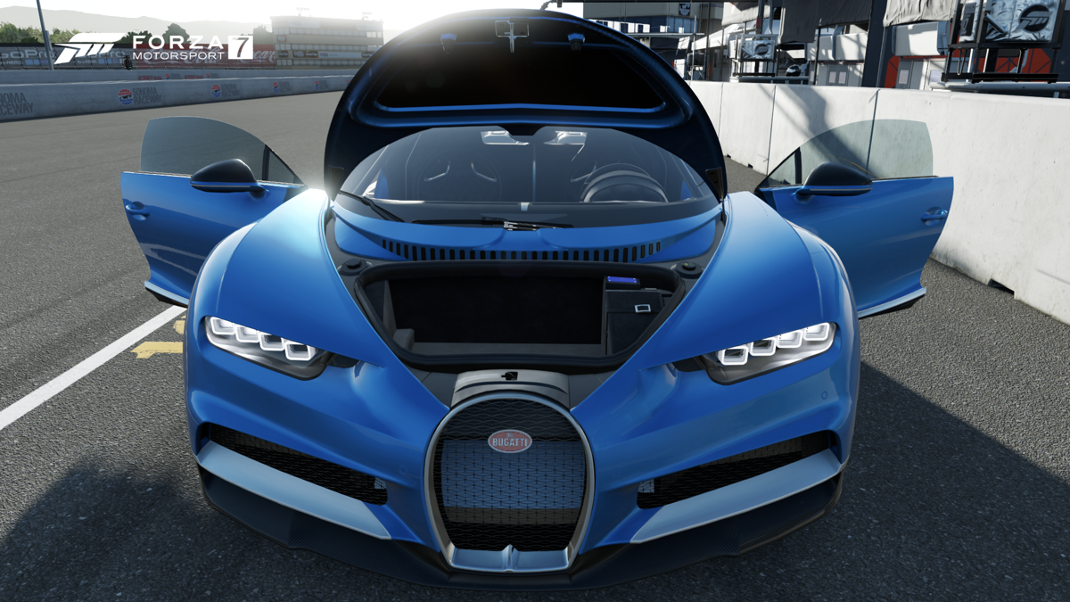 Forza Motorsport 7: 2018 Bugatti Chiron (Xbox One) screenshot: For some, the volume of the trunk is an important aspect of a car purchase...