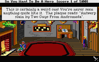 Hero's Quest: So You Want to Be a Hero (Atari ST) screenshot: A Space Quest reference