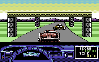 Chevy Chase (Commodore 64) screenshot: Driving under bridges