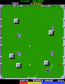 Grobda (Arcade) screenshot: Destroy the tanks.