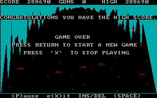 Bit-Bat (DOS) screenshot: The flying mammals are victorious.