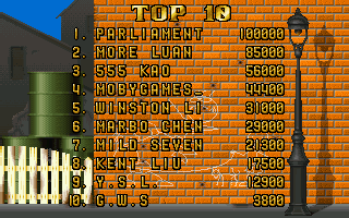 Tanke Da Juezhan (DOS) screenshot: Made the top 10... well how about that!