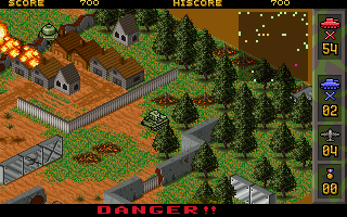 Tanke Da Juezhan (DOS) screenshot: Plowing through Romania... or thereabouts.