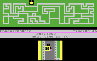 Despatch Rider (Atari 8-bit) screenshot: Plant obstacle