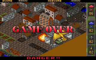 Tanke Da Juezhan (DOS) screenshot: Yeah... blowing up your own base isn't a bright tactic.