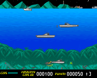 Operacja Wąż Morski (Amiga) screenshot: Missile missed the target
