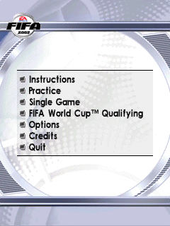 FIFA Soccer 2002 (Windows Mobile) screenshot: Main menu