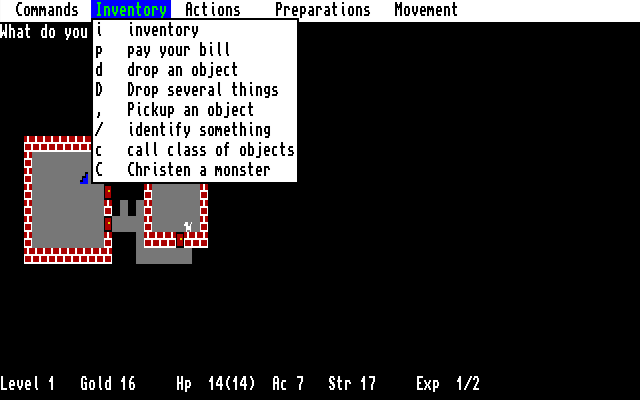 Hack (Amiga) screenshot: It also adds very helpful pull-down menus