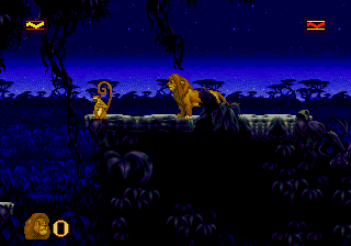 The Lion King (Genesis) screenshot: Kill the monkey!