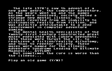 Asylum II (Atari 8-bit) screenshot: The introduction
