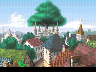 Rhapsody: A Musical Adventure (PlayStation) screenshot: Nice view of the capital city