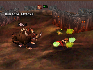 Shadow Madness (PlayStation) screenshot: Being attacked by a Bulrazor