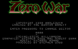 Zero Wars (Atari 8-bit) screenshot: Title screen