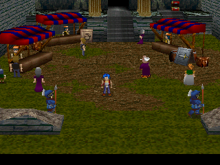 Legend of Legaia (PlayStation) screenshot: A lively near a city entrance