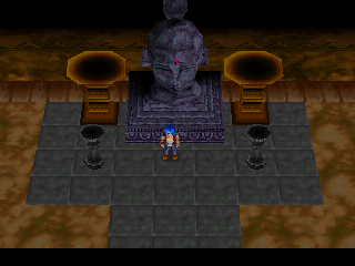 Legend of Legaia (PlayStation) screenshot: Visiting a monastery. Buddhist, not Christian - at least judging by the art