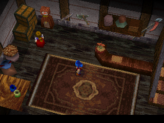 Legend of Legaia (PlayStation) screenshot: One of the many regular interior locations. Camera angles are fixed, despite the 3D