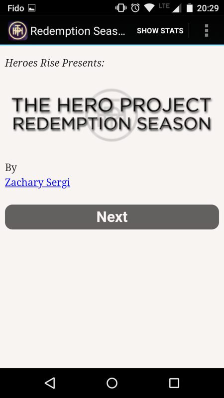 The Hero Project: Redemption Season (Android) screenshot: Title screen