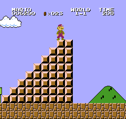 VS. Super Mario Bros. (Arcade) screenshot: Flag is to the right.