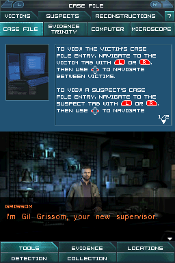 CSI: Crime Scene Investigation - Dark Motives (Nintendo DS) screenshot: Meeting with Gil Grissom, your supervisor.