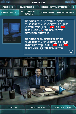 CSI: Crime Scene Investigation - Dark Motives (Nintendo DS) screenshot: When you gather enough evidence to accuse someone, visit captain Brass and he will issue you an arrest warrant.